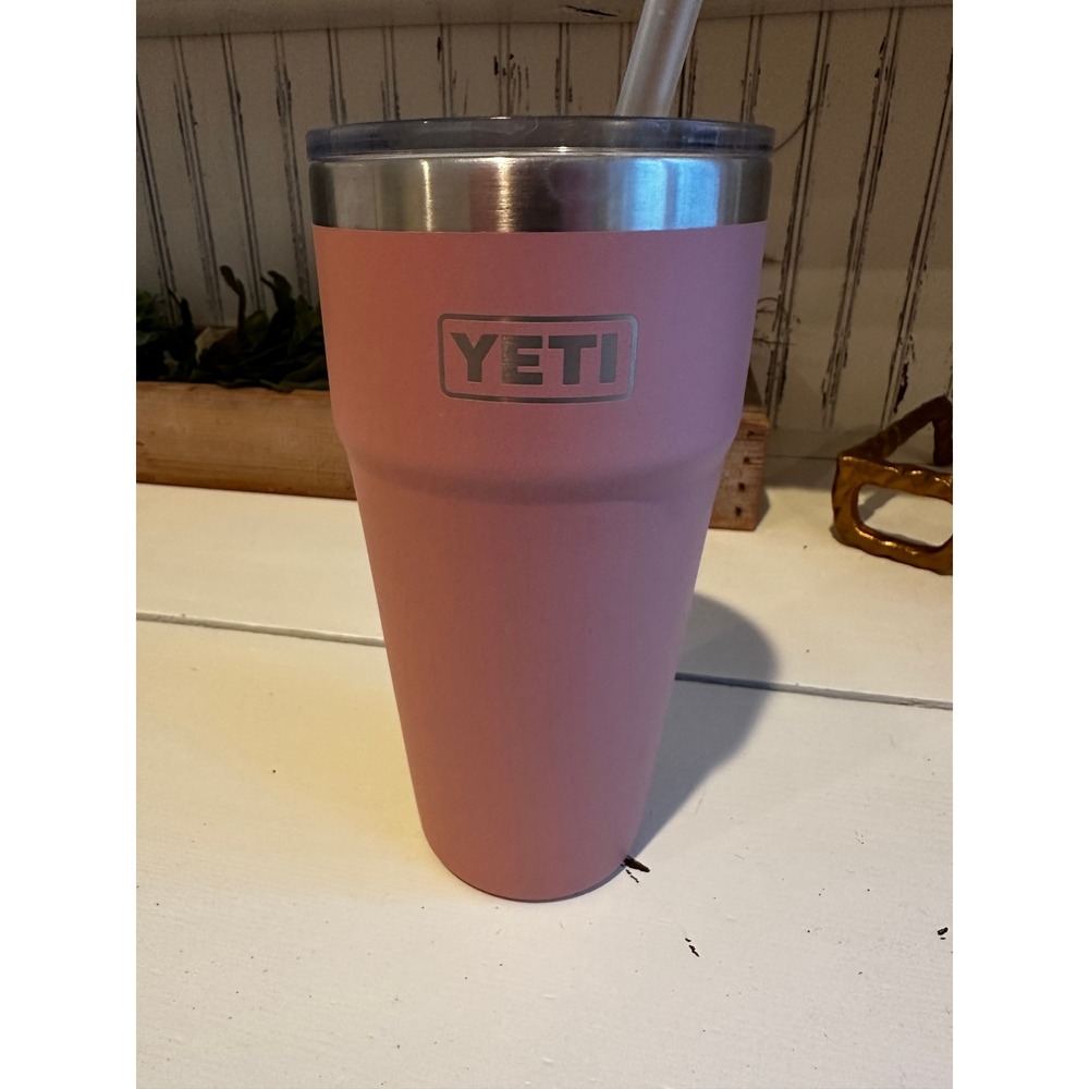 YETI Rambler 30 oz Tumbler with MagSlider Lid and Straw Pink Stainless Steel